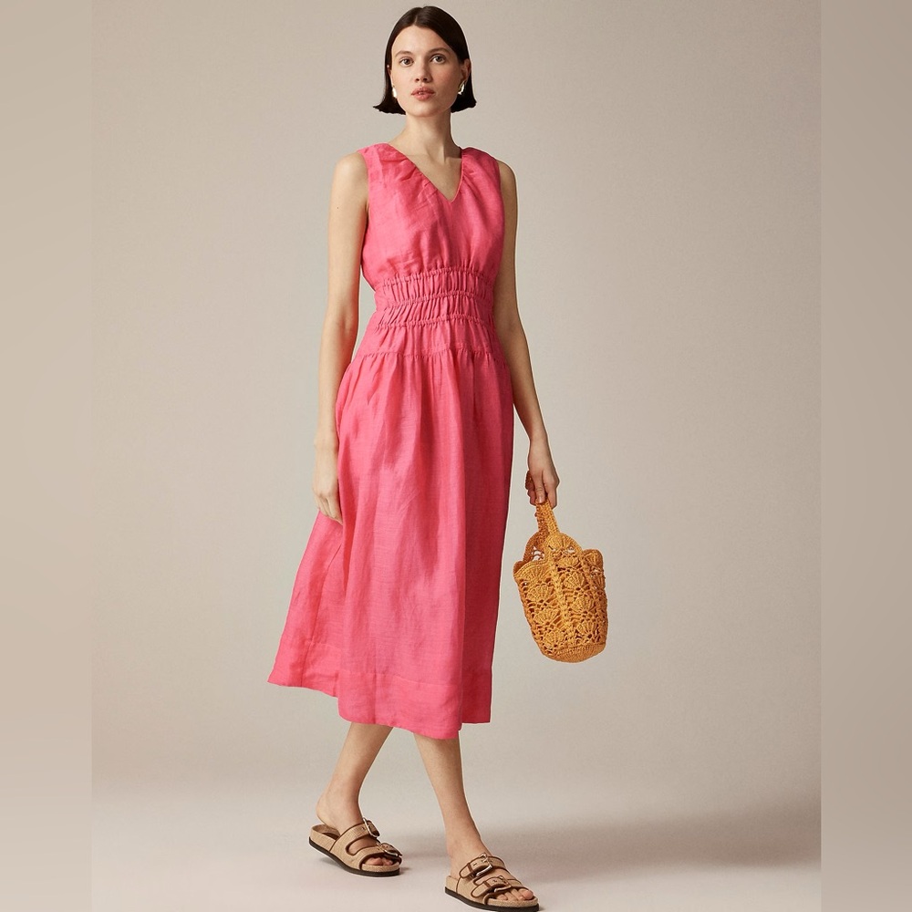 J.Crew Tall Hyacinth V-neck dress in ramie CJ398
